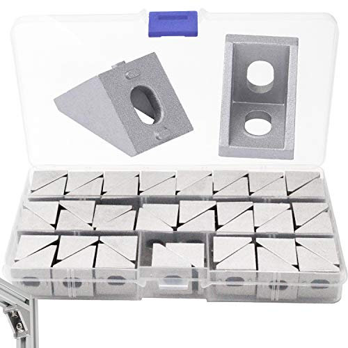 WZYTEU 46 Stück Alu Eckwinkel,L-förmige Aluprofil 20x20 für Fenstern Stühlen Schränken Möbeln Aluminiumrahmenstruktur,mit Aufbewahrungsbox(Silber)