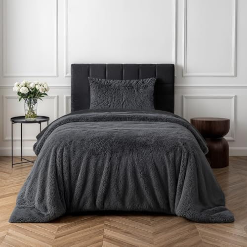 Sleepdown Fleece Luxury Påslakanset, Grå, Single