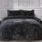 Sleepdown Fleece Luxury Long Pile Faux Fur Charcoal Grey Super Soft Easy Care Duvet Cover Quilt Bedding Set with Pillowcase - Single (135cm x 200cm)