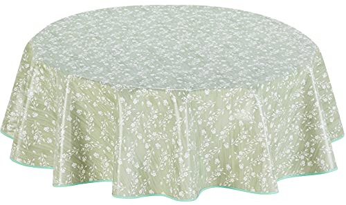 Home Direct Rund vaxduk i PVC-tyg, lätt att rengöra, 140 cm x 55 cm, Salviagrön