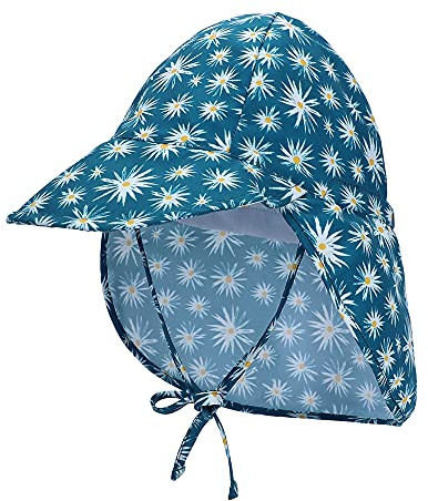 LACOFIA Baby solhatt med band och nackskydd, barn, strandmössor, småbarn, sommar, visir, keps, Solros, 2-5 År