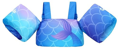 Gogokids Kinder Schwimmflügel - Komfortable Schwimmhilfe mit Armbänder für Kinder von 2-6 Jahren,30-50lbs/14-23kg, Schwimmtraining Jacke mit Sicherheitsschnalle & Armärmeln