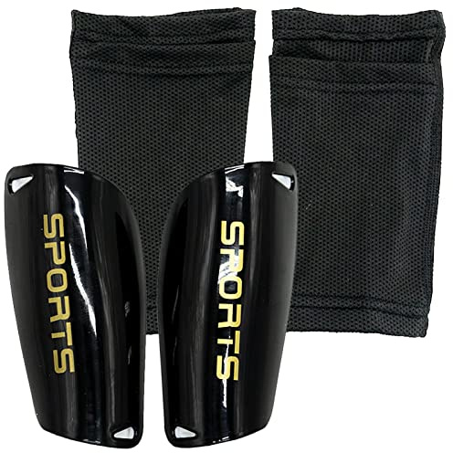 Espinilleras de fútbol, Fútbol Espinilleras Calcetines, con Mangas Elásticas Protección Integral Niño Juventud Adulta Partido de Futbol, protección EVA Cushon Reduce Golpes y Lesiones-Talla M