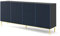 BIM Furniture Kommode Ravenna A 3D3S 200 cm gefräst MDF, Sideboard Highboard Schrank, 3 Türen, 3 Schubladen (Schwarz Matt/Navy Blau)