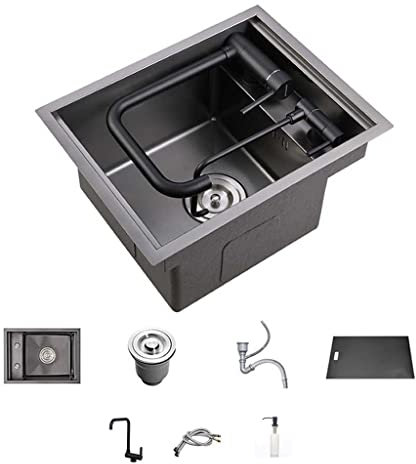 Lavelli da cucina Lavandino A Scomparsa In Acciaio Inox Con Coperchio, Lavello Singolo Da Sottopiano Fatto A Mano, Isola Nel Lavello Da Banco Per RV Lavandino Da Cucina, Set Di Rubinetti Caldi E Fredd