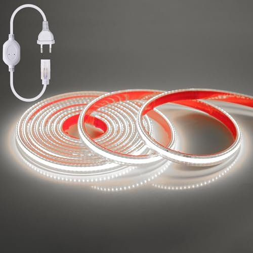 Wisada COB Tira LED 220V Blanco Frio 6000K CRI>90 Brillo Alto Luminiscencia Lineal Alta Densidad 288LED/M Impermeable Luces LED para Gabinete Sala de estar Dormitorio,TV, Bar (1m)