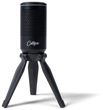 Carry-on Threefold USB Condenser Microphone Built-in Tripod Stand Lantency Free Monitoring Black