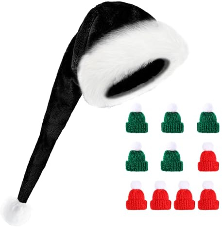 Cappello di Babbo Natale Lungo, Cappello Natale Nero