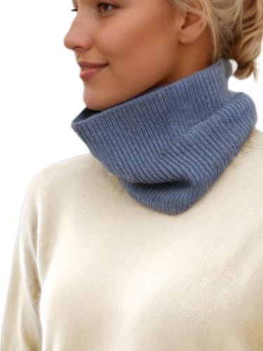 Prettystern scaldacollo tubolare sciarpa ad anello donna di 100% Cachemire Lana Uomo collo maglia a coste Cashmere Loop Unisex Blu