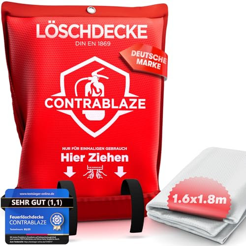 Contrablaze - Coperta antincendio 1,6 x 1,8 m – Coperta antincendio per cucina e casa – Coperta antincendio per emergenze, coperta antincendio certificata EN – Coperta di emergenza per casa e auto