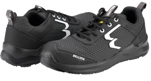 Bellota RUNNS3S44 - Zapatilla de Seguridad de Hombre y Mujer, Running S3S, diseño Deportivo y Ligero, para Trabajos en ambientes fríos y con Algo de Humedad, Negro - Talla 44