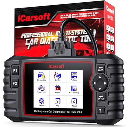 iCarsoft Bidirectional Diagnostic Tool for BM.W/Mini/Rolls-Royce, Full System BMM V3.0 OBD2 Scanner, 16 Maintenance Services, Oil/SAS/EPB/BMS/ETC/BLD, Battery Test, Auto VIN, Lifetime No Charge Update