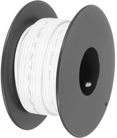 QUARKZMAN 22AWG Filo Intrecciato PVC Per Collegamenti 15M/49ft Bianco, Filo Elettrico UL1007 Bobina Filo Di Rame Stagnato Per Collegamenti Interni, nautico