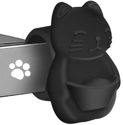 Butée de poignée de porte, protection murale, protection murale, bouclier absorbant les chocs, design coussin, motif chat chanceux et éléphant, silencieux, pour la maison et la chambre à coucher, noir