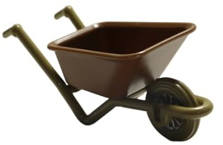 Enwye Petites brouettes miniatures pour maison de poupée, chariot de paysage, brouette de jardin miniature, décoration de maison de poupée et pots de fleurs (marron)