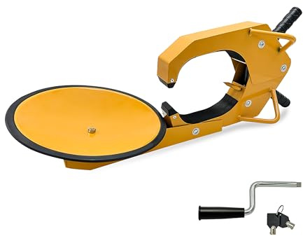 Relaxdays Kralle de Roue 15 Pouces, antidérapante pour Voiture, remorque, Camping-Car, antivol, Jaune, 43 x 77 x 30.5 cm