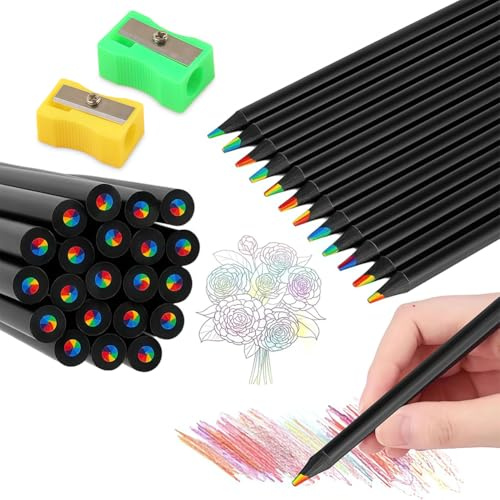 15 Piezas de Lápices de Colores, 7 en 1 Lápices Arcoíris, Lápices Multicolores Viene con 2 Sacapuntas, Lapices de Colores Para Niños Para Dibujar, Diseñar, Regalos De Cumpleaños Para Niños