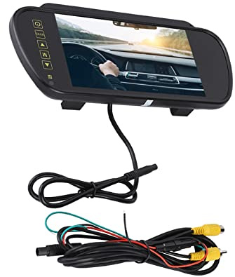 Syrisora Monitor de Visión Trasera, Pantalla de 7 Pulgadas para DVD o Decodificador de Automóvil, con Conexión de Cámara de Marcha Atrás, Uso en Automóvil de Amplio Voltaje DC12V-DC24V,