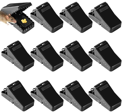 Sonfedo 12 Piezas Trampas para Ratones, Trampa Profesional, Segura y Tramps Ratón Clip Reutilizable, Estructura de Bucles Altamente Sensible, Ratón Trampa para Casa y Fuera