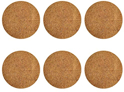 Juego de 6 alfombrillas protectoras de anillo de mantillo de fibra de, disco de protección de plantas de invierno de 30 cm para base de árbol, estera de jardín natural y cubierta de disco para