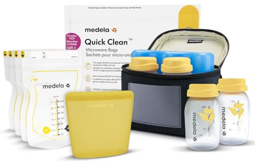 Medela All-in-One Breast Milk Storage Set with 150 ml Bottles, Easy Pour & Reusable Bags, Quick Clean Microwave Bag and Cooler with Contoured Ice Pack
