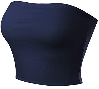 MixMatchy Top a Tubo Senza Spalline da Donna Basic Bandeau Crop Senza Maniche Backless Casual Sexy Uscire Estate 2025, Blu Navy, Medium