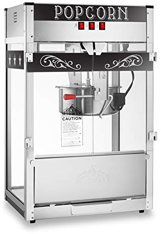 Olde Midway Commercial Popcorn Machine Maker Popper with Extra Large 16-Ounce Kettle - Black