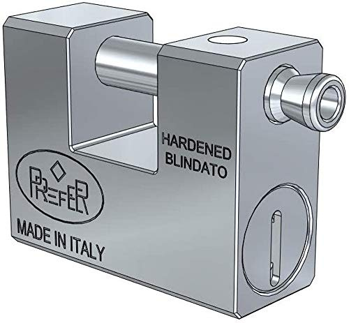 Prefer - Candado Blindado 30x60x75 mm con Llave Punzonada - Antirrobo, Antigrimaldello, Antiapertura, Alta Seguridad para Persianas y Puertas Exteriores