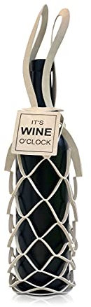 VINSTRIP® Single MIT Tag - Flaschenverpackung, Beige mit Spruch-Anhänger It's Wine o'clock (Beige)