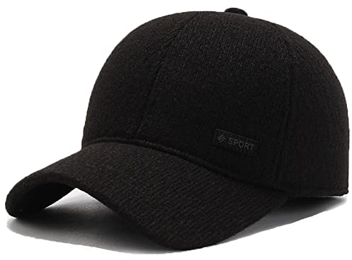 YAMEE Cappello Invernale Uomo con Fodera,Berretto da Baseball Invernale Uomo con Paraorecchie,Cappellino Autunno/Inverno Circonferenza della Testa 56-60cm