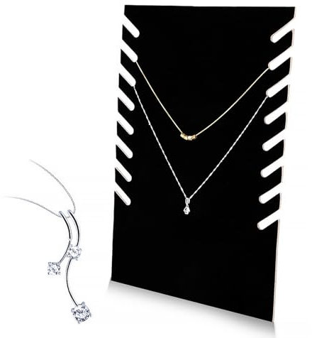 Présentoir à Colliers en Flanelle, Noire Collier Pendentif Chaîne Bijoux Buste Présentoirs pour Accrocher un Collier de Porte-bijoux