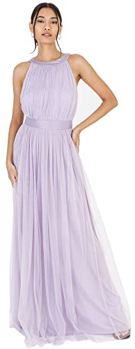 Anaya with Love Women's Ladies Maxi for Women Halter Neck Long Sleeveless Belt a Line Evening Gown Ball Prom Wedd Dress, Dusty Lilac, 16 UK