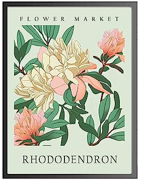HomeArtPrint Rhododendron Art Print, Flower Market Poster Wall art Decor, Botanical Floral Artwork for Bedroom, Bathroom, Living room Decoration (Rhododendron, 16x20 inches (Unframed))