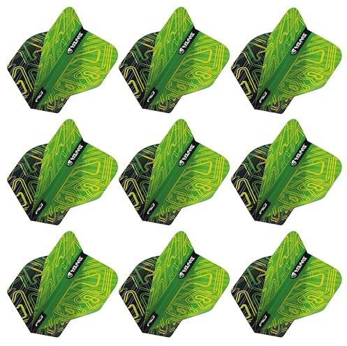 RED DRAGON Yin Yang Double Sided Green & Black Standard Dart Flights 3 Sets Per Pack (9 Dart Flights in Total)