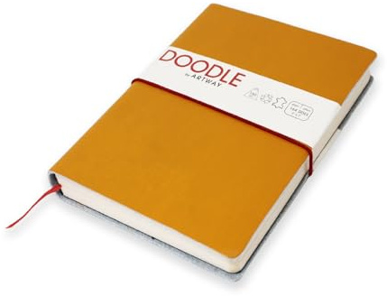 Artway Indigo Doodle - dagbok/anteckningsbok i senap läder - 175 mm x 125 mm - 164 ark/82 sidor 150 g/m² kassettpapper