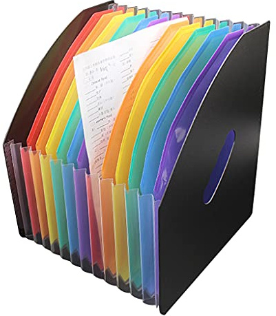 Organiseur de fichiers accordéon à 13 poches - Boîte de rangement portable A4 - Porte-revues - Dossier extensible à 13 poches