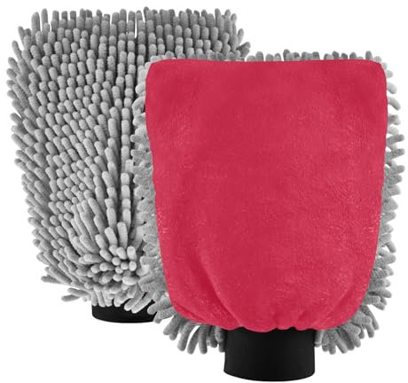 Guanto da lavaggio in microfibra di colore rosso brillante senza graffi guanti puliti auto spugna per pulizia auto