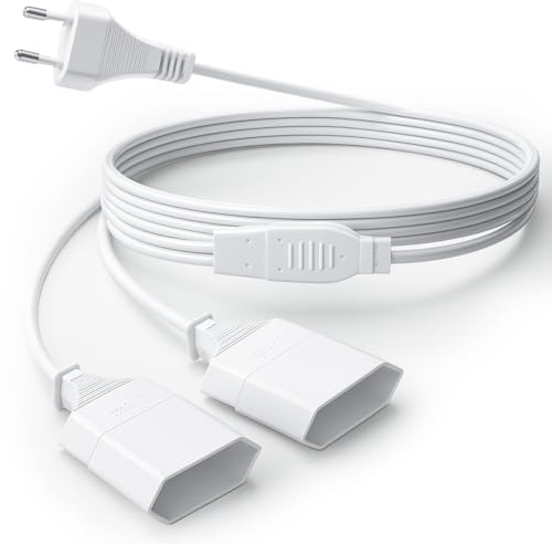 3M Verlängerungskabel Flachstecker,Doppelstecker Eurostecker Verlängerung Dünn Flachkabel Netzkabel Stromkabel Flach Typ C Euro Buchse Verteiler,Weiß