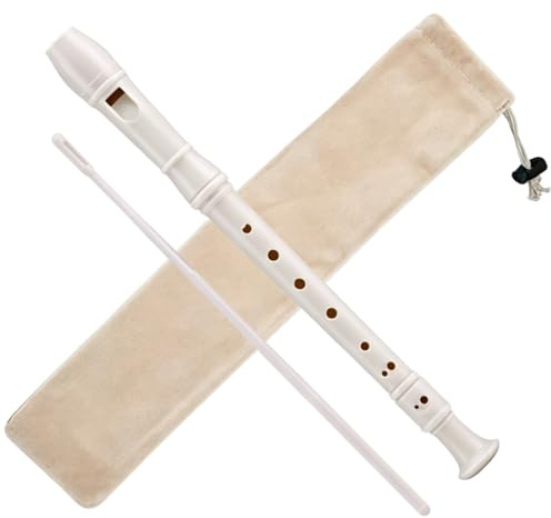 Soprano Recorder Descant Flauta Recorder 8 Hole ABS Clarinet German Style Treble flute C Key for Kids Children With Fingering Chart Instructions with Cleaning Rod Bag pink (WHITE)