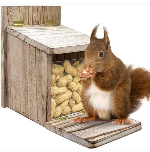 Comederos de ardillas para exteriores, casa de madera para comida de ardillas | Comedero de ardillas para patio | para picnic al aire libre, ventana, jardín, patio, árbol