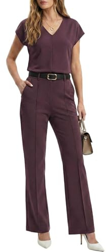 GRECERELLE Tracksuit Womens Full Set Airport Lounge Wear Sets 2 Piece Ladies Tracksuits Business Casual V Neck Tops and Jogging Bottoms with Pockets