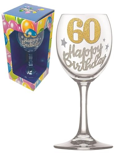 Dor BICCHIERE 60 ANNI Calice glitter ORO Gadget idea regalo festa 60° Compleanno