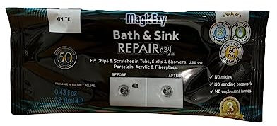 MagicEzy Bath & Sink Repairezy - Leicht zu bearbeitende Chips und Kratzer im Haaransatz für Oberflächen aus Porzellan, Keramik und Glasfaser - Weiß