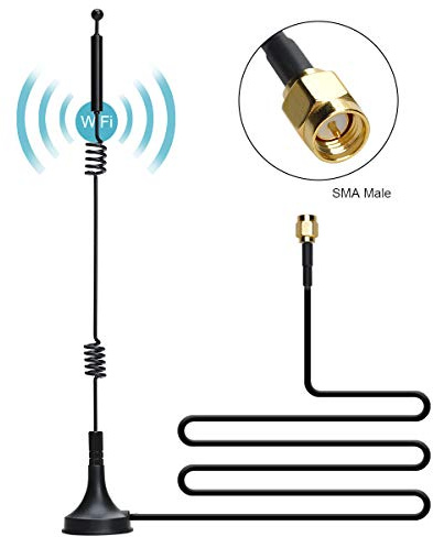 COVVY Dual-Band Magnetisk antenn 12 DB Omni-Directional 2.4G 5G / 5.8G Whip Antenna - SMA Male Connector with 9.8ft Cable - Extend for CCTV Security Camera IP Camera FPV Drone