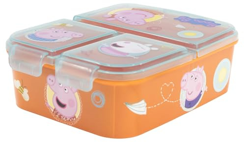 STOR Greta Gris Matlåda Barn 3 Fack 2156ml - BPA-fri Lunchbox Skola Förskola Barnmatlåda med Fack