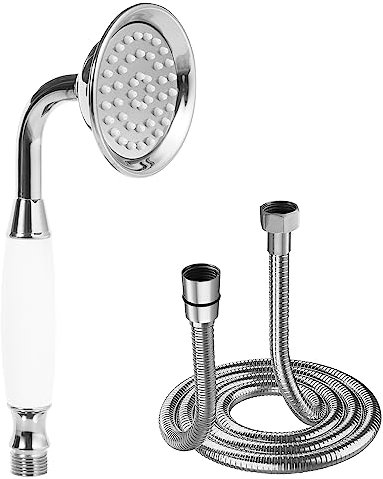 Delnet Classical High-Pressure Head Shower Chrome Traditional Telephone Style Hand Held Shower Head Saving Shower and 1.5M Hose