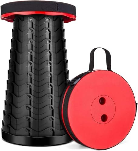 Tragbarer Teleskophocker für Camping Falthocker - Klein Höhenverstellbar Klapphocker Belastbar 180 kg für Outdoor Angeln BBQ Drinnen Küche