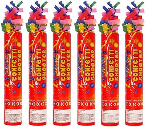 6pk Confetti Cannons Poppers Shooter, 20cm | Festivals, Party, Birthday, Wedding Decoration