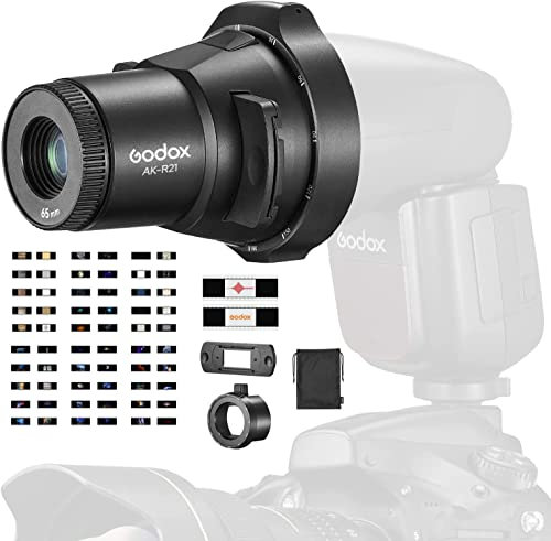 Godox AK-R21 Projection Attachment mit Godox AK-S Full Slide Set für GODOX V1/V100/V1PRO/V860III/AD100PRO/AD200PRO Flash