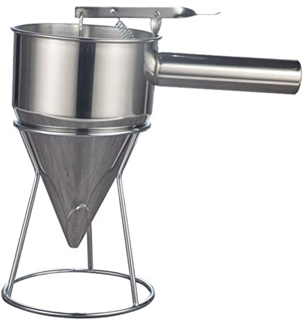 Dispenser per Pastella per Pancake in Acciaio Inossidabile, Imbuto Antiaderente Dispenser per Dolci da Forno Imbuto per Versare La Cera con Supporto Stabile per Waffle a Sfera Takoyaki